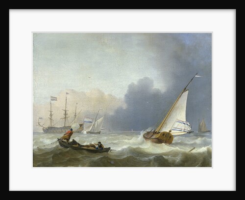 Rough Seas with a Dutch Yacht under sail by Ludolf Bakhuysen