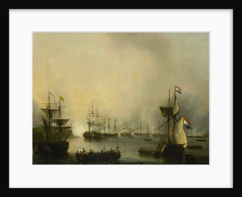 Bombardment of Palembang, Sumatra, by the Dutch Fleet, 24 June 1821, Indonesia by Martinus Schouman