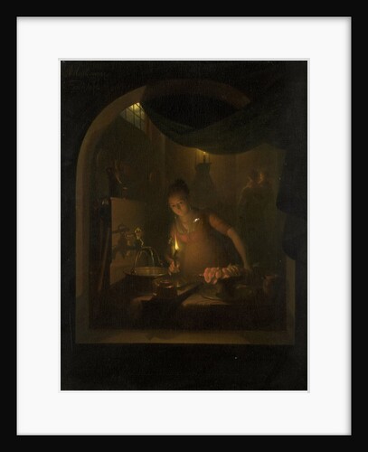 Kitchen by Lamplight by Adriaan Meulemans