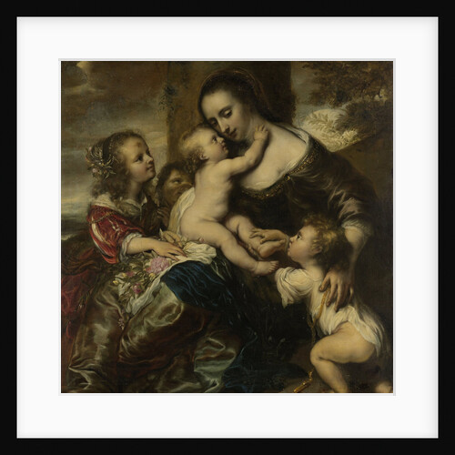 Portrait of a woman with four children, depicted as Caritas by Jürgen Ovens