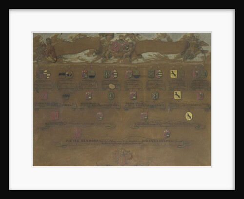 Pedigree with the weapons of the sixteen quarters of Margaretha Rendorp, The Netherlands by Anonymous