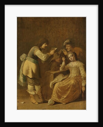 Card players with woman smoking a pipe by Pieter Jansz. Quast