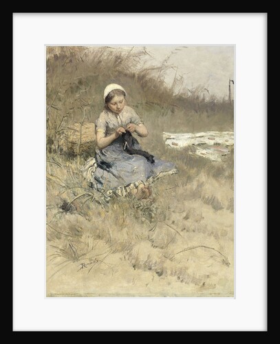 The Little Knitter by Bernardus Johannes Blommers