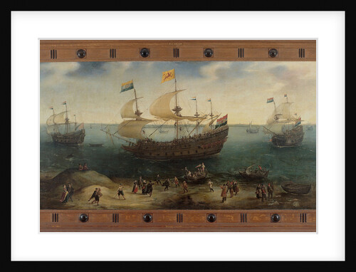 The Amsterdam four-masted Ship De Hollandse Tuyn and other Ships Return from Brazil under Command of Paulus van Caerden by Hendrik Cornelisz. Vroom