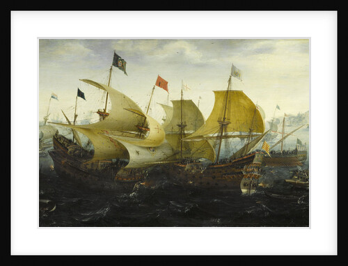 Battle of Cadiz, Dutch and English Ships Attack the Spanish Armada by Aert Anthonisz.