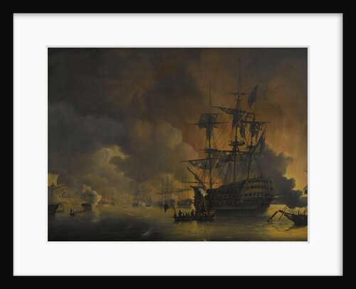 Fire on the Wharves of Algiers shortly after the beginning of the Bombardment by the Anglo-Dutch Fleet, 27 August 1816 by Nicolaas Baur