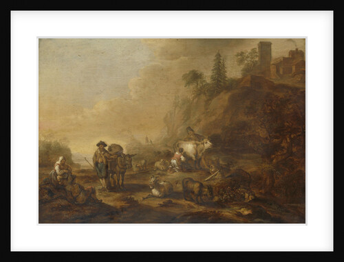 Landscape with Herdsmen and Cows by Cornelis de Bie