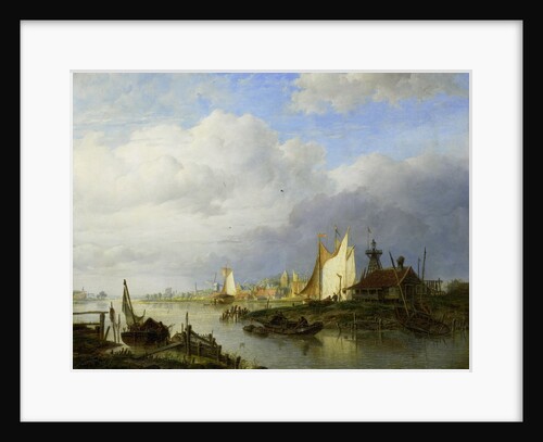 Boats on a River with a Beacon of Light by Hendrik Vettewinkel