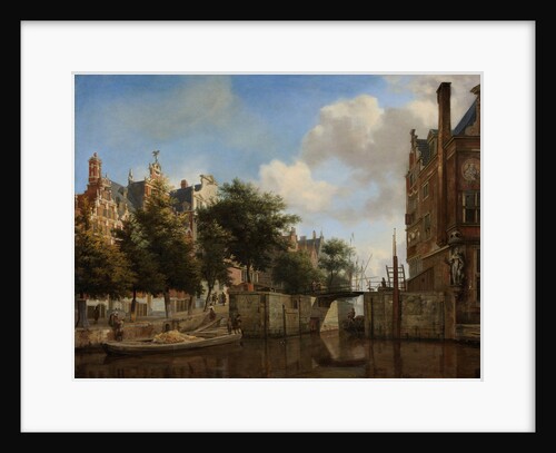 Amsterdam City View with Houses on the Herengracht and the old Haarlemmersluis, The Netherlands by Jan van der Heyden