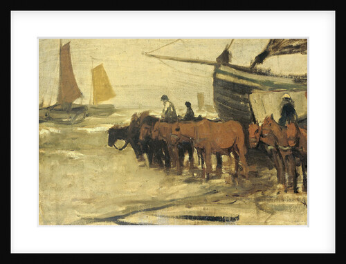 Bringing a fishing smack in the sea by Anton Mauve
