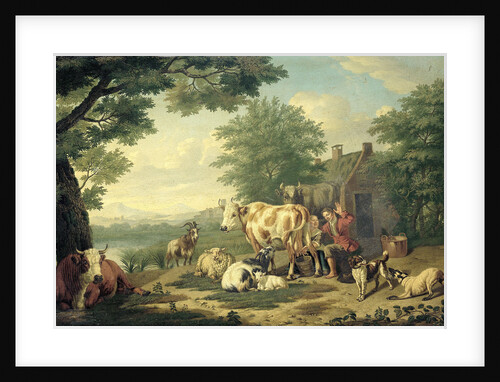 Rustic Scene with Woman Milking by Jan van Gool