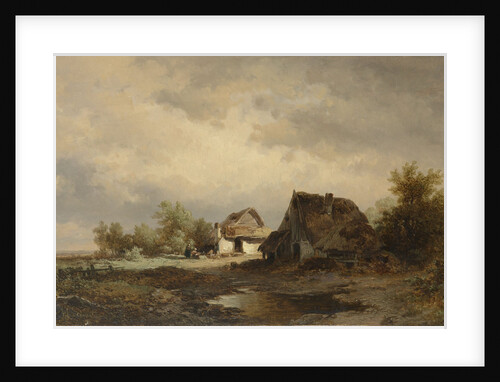 Landscape with cabins on the heath by Remigius Adrianus Haanen