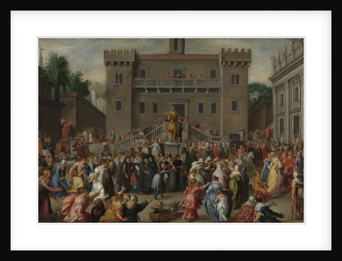The Women of Rome Gathering at the Capitol by Pieter Isaacsz.