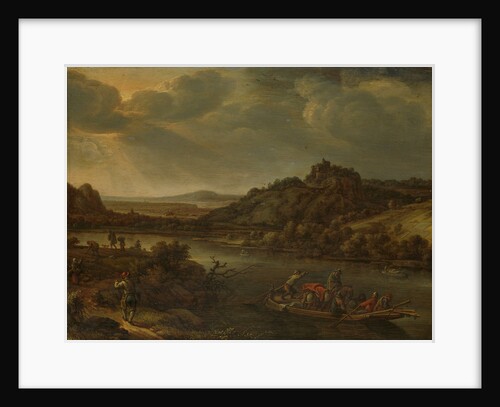 River view with ferry by Herman Saftleven