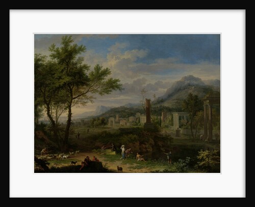 Arcadian Landscape with Fishermen by Jan van Huysum