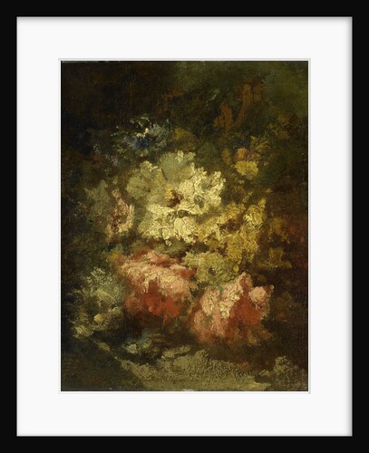 Still life with white and red roses by Narcisse Virgile Diaz de la Peña