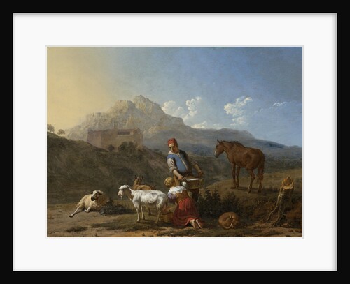 Italian Landscape with Girl Milking a Goat, Italy by Karel Dujardin