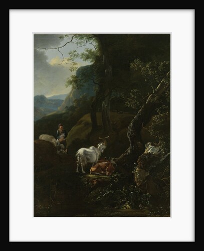 A Sherpherdess with Animals in a Mountainous Landscape by Adam Pijnacker