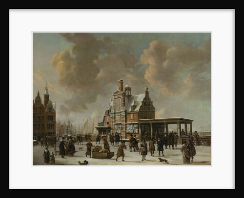 The Paalhuis and the New Bridge in Amsterdam in Winter by Jan Abrahamsz. Beerstraten