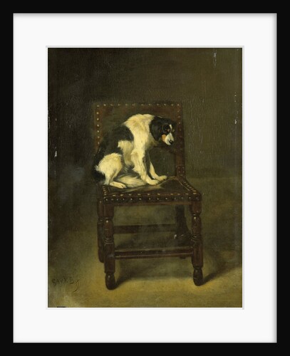 A dog on a chair by Guillaume Anne van der Brugghen