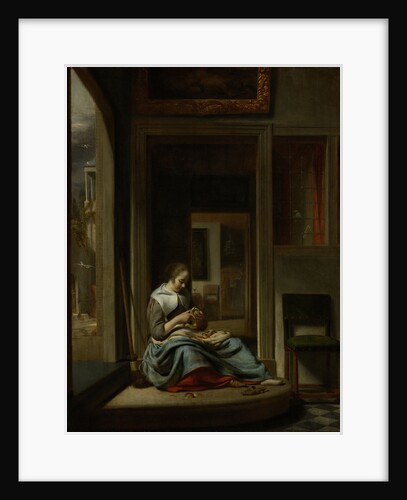 Girl Peeling an Apple by Cornelis Bisschop