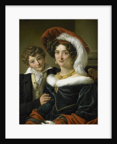 Portrait of Rudolphina Wilhelmina Elizabeth de Sturler, second Wife of Count Johannes van den Bosch with their Son Richard Leeuwenhart by Cornelis Kruseman