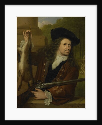 Portrait of Jan de Hooghe, Brother of Anna de Hooghe in Hunting Costume by Ludolf Bakhuysen