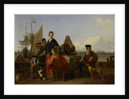 The Bakhuysen (Backhuysen) and de Hooghe Families at a Meal on the Mosselsteiger on Het IJ in Amsterdam, The Netherlands by Ludolf Bakhuysen