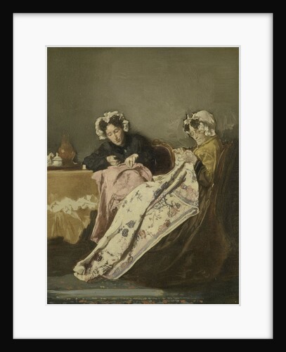 Two ladies busy sewing by Alexander Hugo Bakker Korff