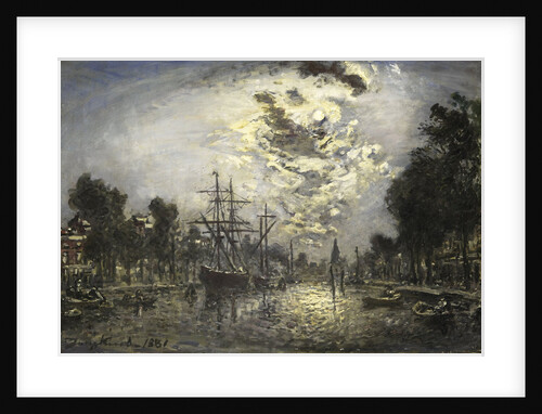 Rotterdam in the moonlight by Johan Barthold Jongkind