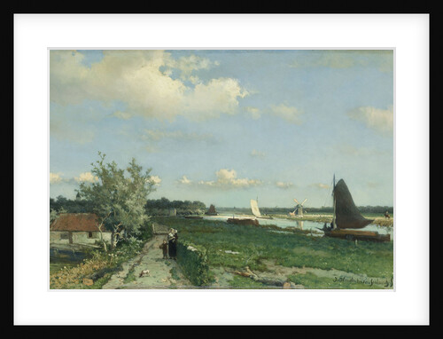 The Trekvliet Shipping Canal near Rijswijk, known as the View near the Geest Bridge, The Netherlands by Johan Hendrik Weissenbruch