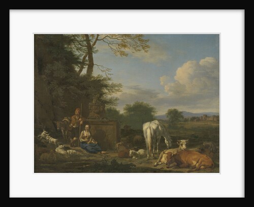 Arcadian Landscape with resting Shepherds and Animals by Adriaen van de Velde