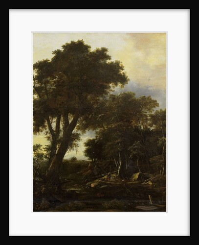 Forest landscape with lean-to by Roelant Roghman