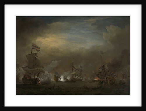 Nocturnal Sea Battle between Cornelis Tromp on the Gouden Leeuw and Sir Edward Spragg on the Royal Prince during the Battle at Kijkduin (Battle of Texel) by Willem van de Velde II