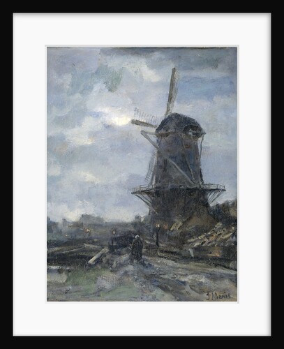 Mill at moonlight by Jacob Maris