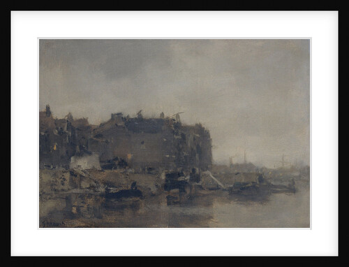 Houses on the Prins Hendrikkade Amsterdam on a foggy day, The Netherlands by Jacob Maris