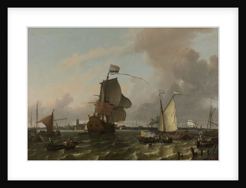 The Man-of-War Brielle on the River Maas off Rotterdam, The Netherlands by Ludolf Bakhuysen