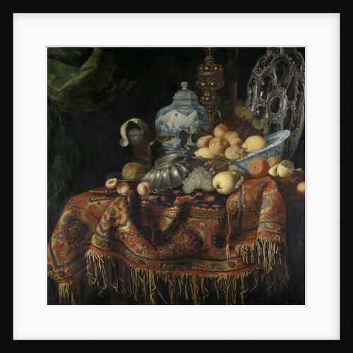 Still Life with Fruit and Crockery on a Turkish Carpet by Francesco Fieravino