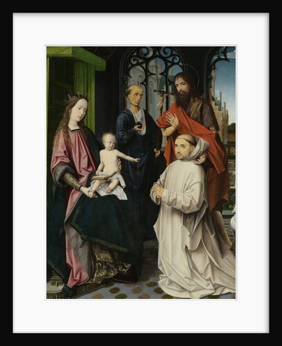 Virgin and Child Enthroned, with Saints Jerome and John the Baptist and a Carthusian Monk by Jan Provoost