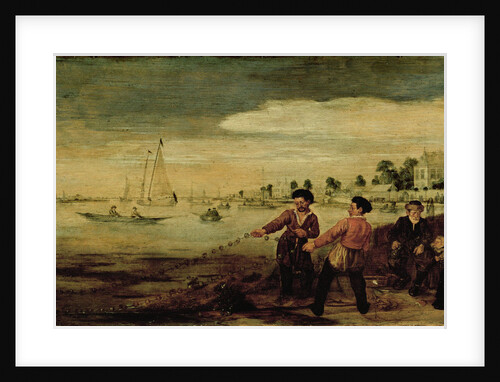 Fishermen along the Amstel River in Amsterdam in the vicinity of the Pauwentuin (Peacock Garden) by Arent Arentsz.