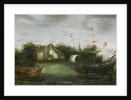 A Ship Sailing on an inland Waterway by Anonymous