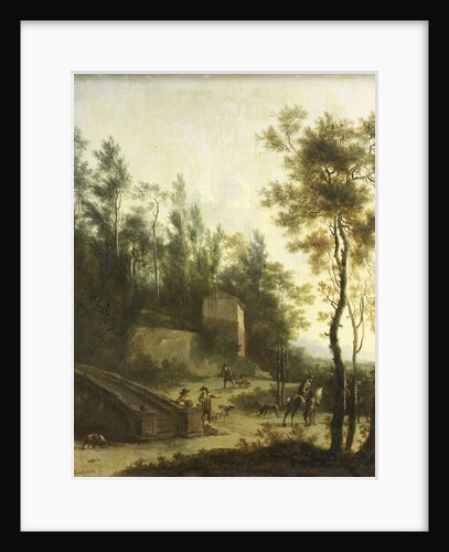 Italian landscape with hunters by Frederik de Moucheron