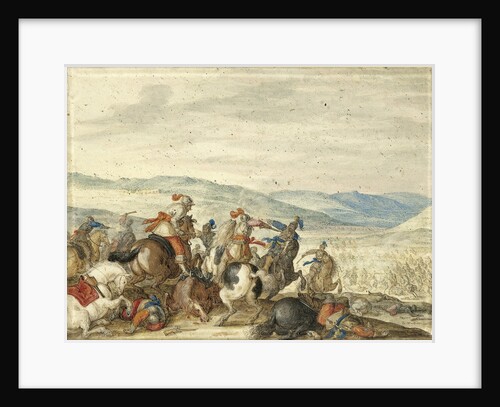 Equestrian Battle in a Mountainous Landscape by Bartholomäus Dietterlin