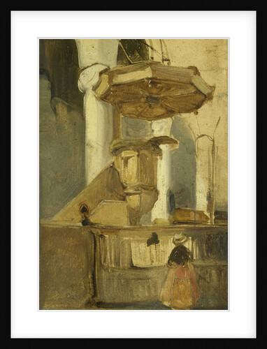 The pulpit of a church in Hoorn, The Netherlands by Johannes Bosboom