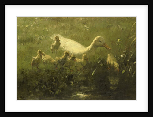 White duck with chicks by Willem Maris