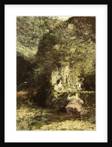 Figures at a fountain by Adolphe Joseph Thomas Monticelli