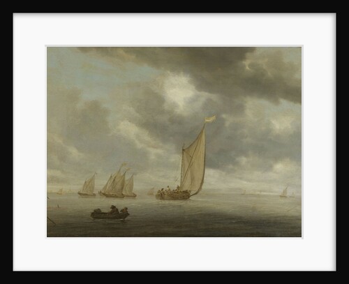 Sailing vessels on a inland body of water by Salomon van Ruysdael