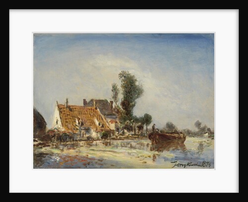 Houses on a canal in Crooswijk by Johan Barthold Jongkind