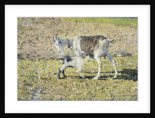 A Goat with her Kid, Giovanni Segantini by Italian painter