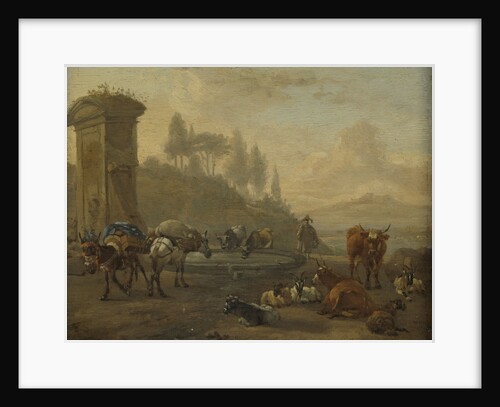 Livestock by a Fountain by Willem Romeyn